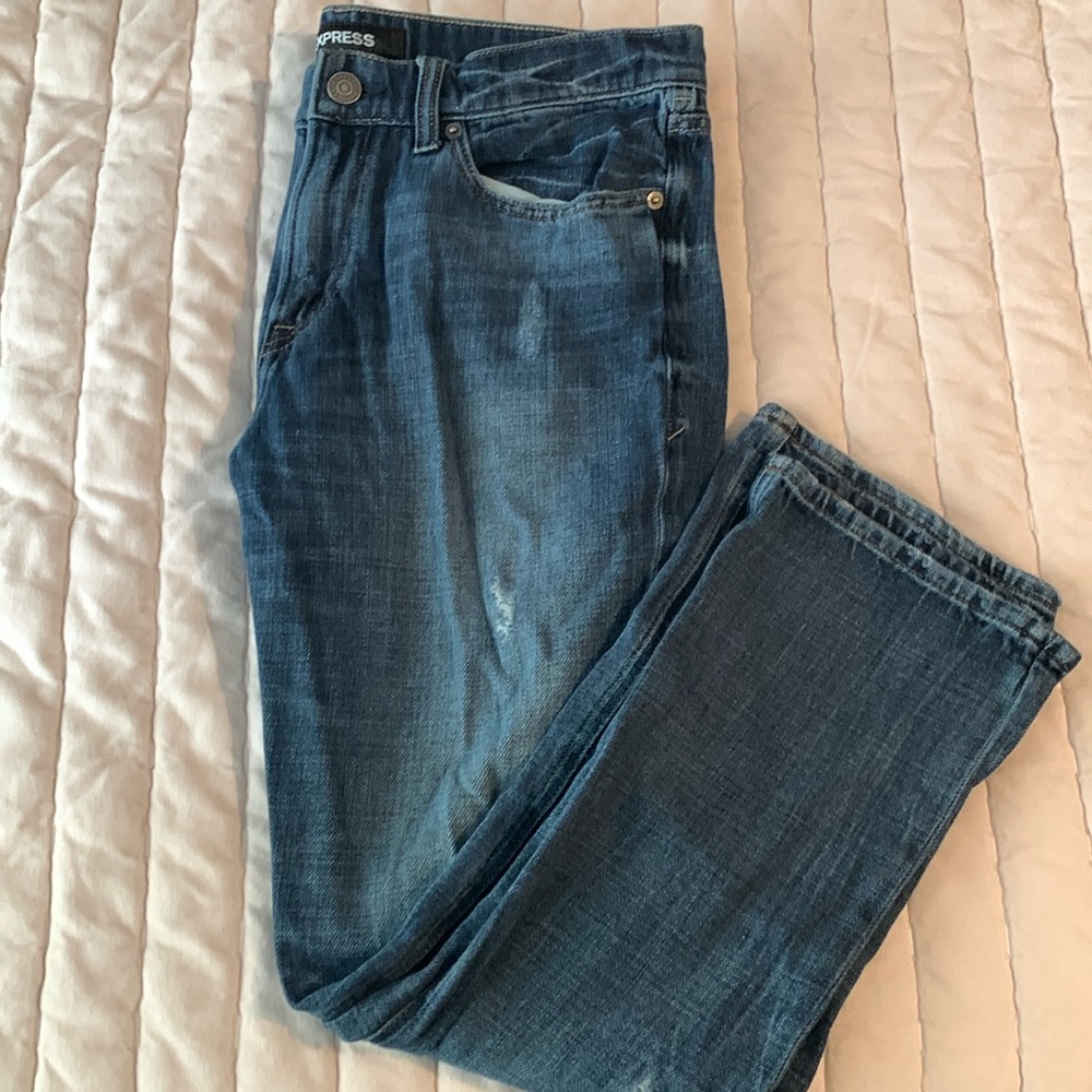 Express Sim Straight Medium Wash Jeans 32x30